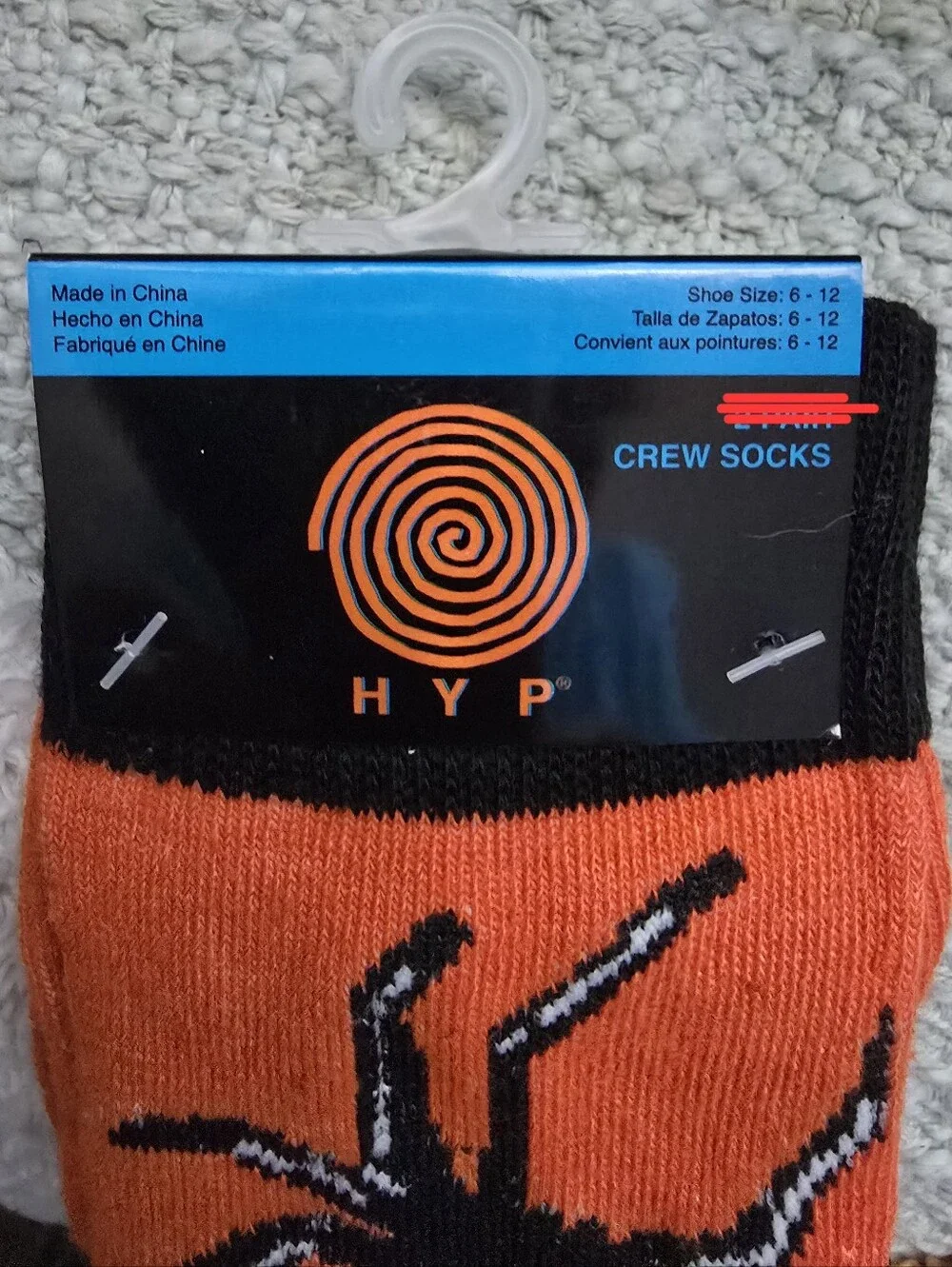 Orange Spider Web Crew Socks 1 Pair